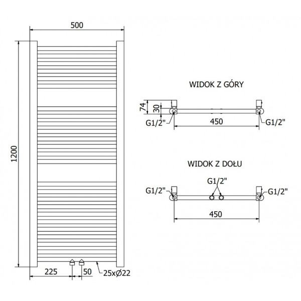 Сушка для рушників MEXEN MARS 120х50 WHITE 500W електричний 2.0