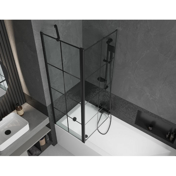 Шторка для ванни MEXEN FLIP-2 120 BLACK рухома