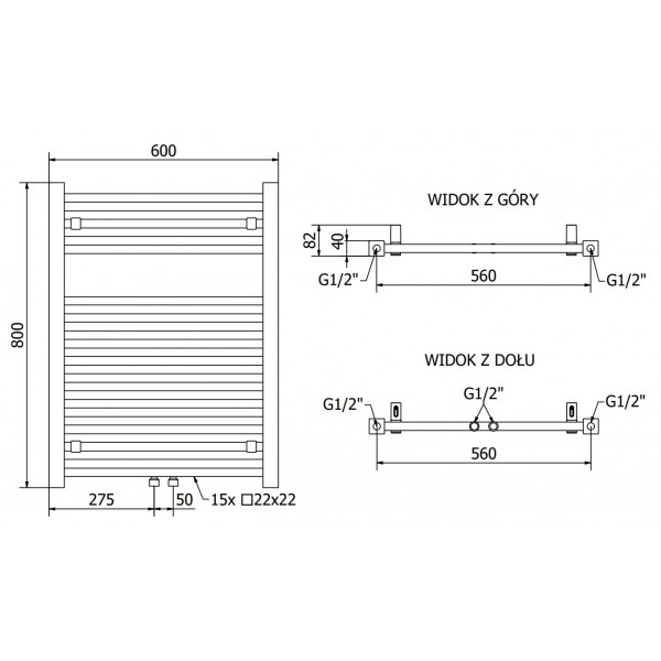 Сушка для рушників MEXEN PLUTON 80х60 WHITE 600W електрична