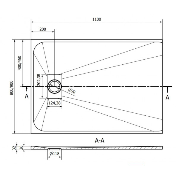 Душовий піддон MEXEN HUGO 110x80 GREY