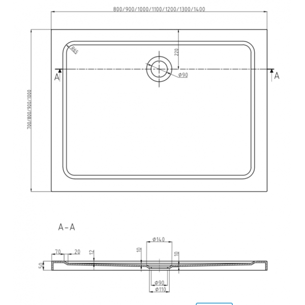 Душовий піддон MEXEN FLAT 110x80 WHITE-G