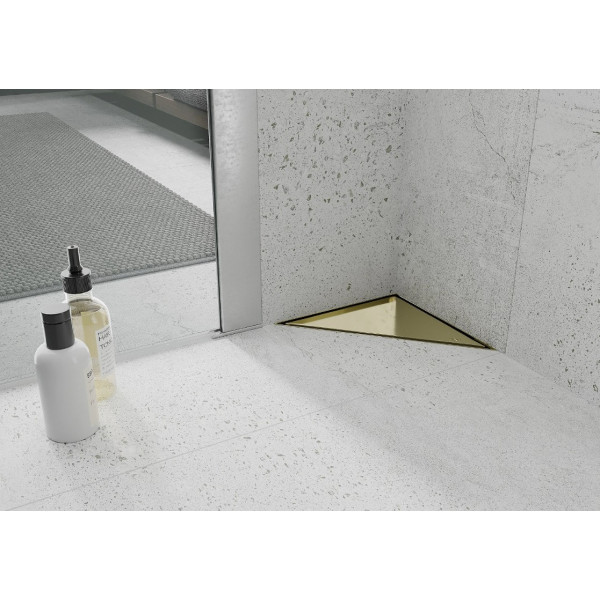 Трап для душу MEXEN FLAT 20x20 GOLD золотий кутовий *
