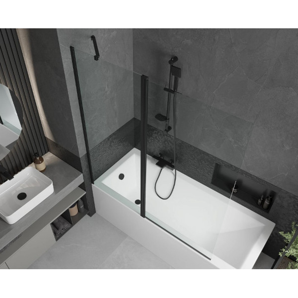 Шторка для ванни MEXEN FLIP 140 BLACK рухома
