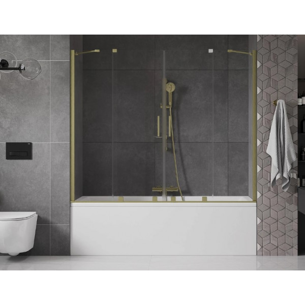 Шторка для ванни MEXEN VELAR DUO 170 BRUSHED GOLD розсувна