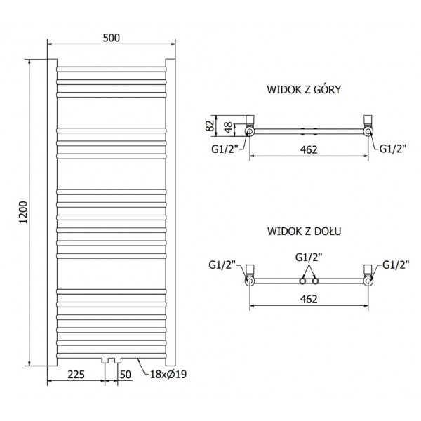 Сушка для рушників MEXEN YODO 120х50 WHITE 600W електрична