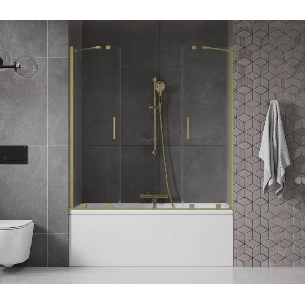 Шторка для ванни MEXEN VELAR DUO 150 BRUSHED GOLD розсувна