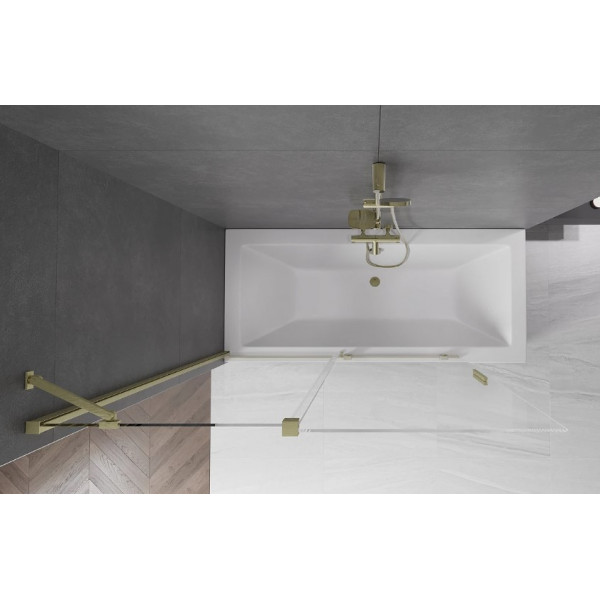 Шторка для ванни MEXEN VELAR 130 BRUSHED GOLD розсувна