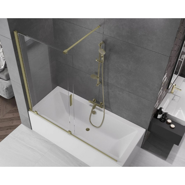 Шторка для ванни MEXEN VELAR 170 BRUSHED GOLD розсувна