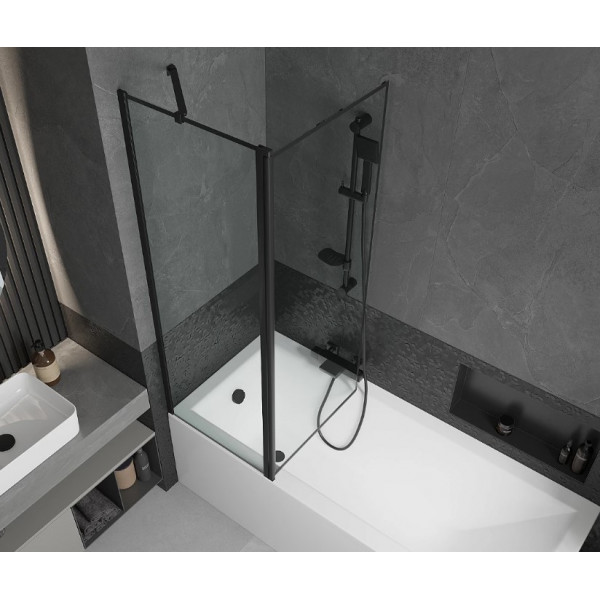 Шторка для ванни MEXEN FLIP-1 120 BLACK рухома