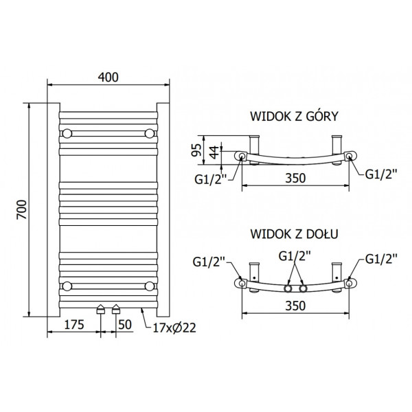 Сушка для рушників MEXEN ARES 70х40 WHITE 300W електричний 2.0