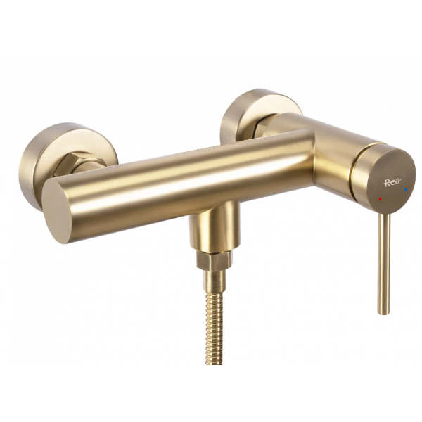 Змішувач для ванни та душу REA CLIF BRUSHED GOLD настінний без виливу