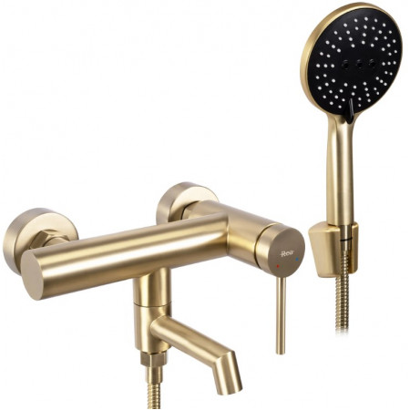 Змішувач для ванни та душу REA FOSS BRUSHED GOLD настінний з виливом