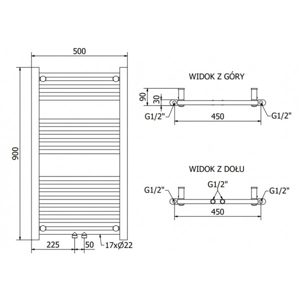 Сушка для рушників MEXEN MARS 90х50 WHITE 400W електрична 2.0
