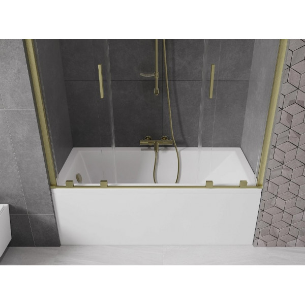 Шторка для ванни MEXEN VELAR DUO 160 BRUSHED GOLD розсувна
