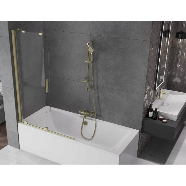 Шторка для ванни MEXEN VELAR 110 BRUSHED GOLD розсувна