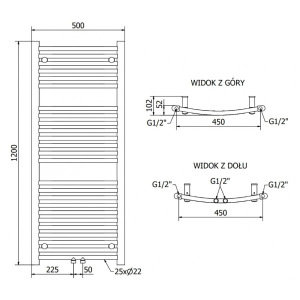 Сушка для рушників MEXEN ARES 120х50 WHITE 500W електричний 2.0
