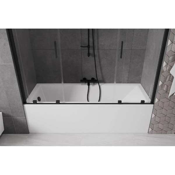 Шторка для ванни MEXEN VELAR DUO 180 BLACK розсувна