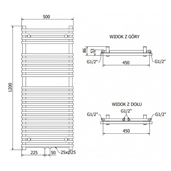 Сушка для рушників MEXEN SOL 120х50 WHITE 600W електрична