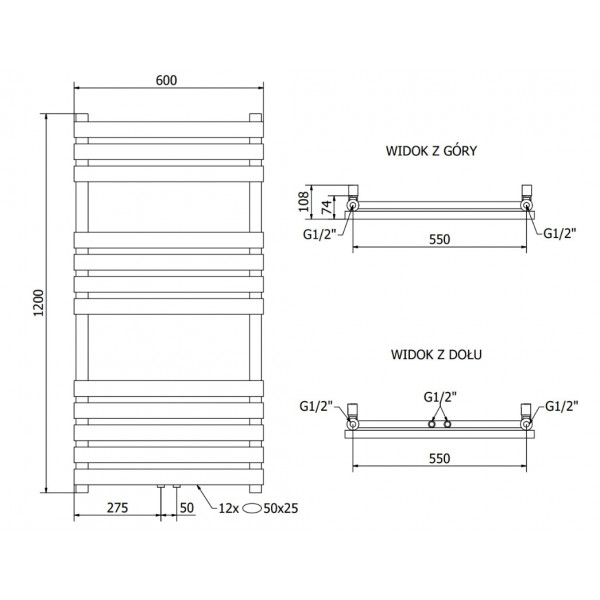 Сушка для рушників MEXEN JOWISZ 120х60 WHITE 600W електрична