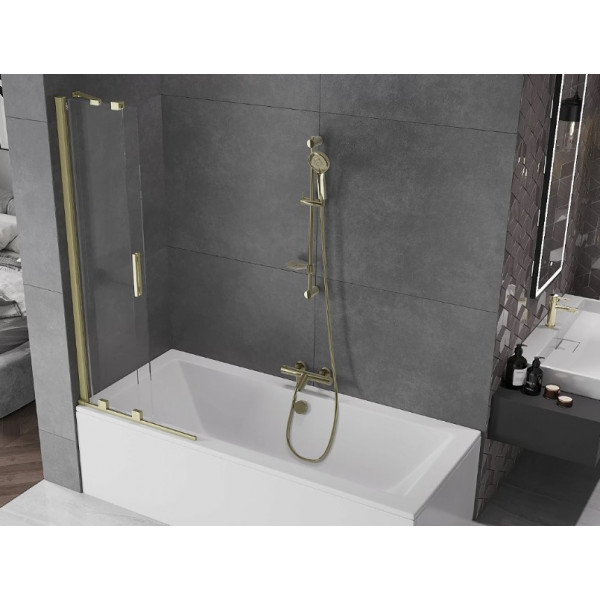 Шторка для ванни MEXEN VELAR 70 BRUSHED GOLD розсувна