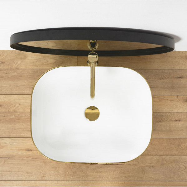 Умывальник (раковина) REA FLORIA BRUSHED GOLD WHITE накладной *