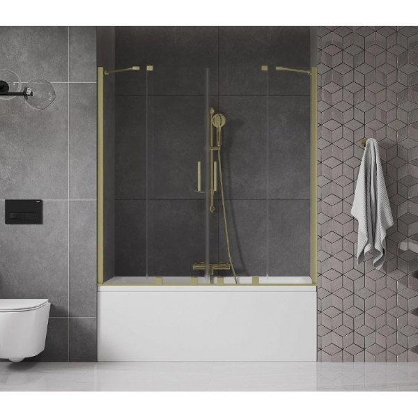 Шторка для ванни MEXEN VELAR DUO 150 BRUSHED GOLD розсувна