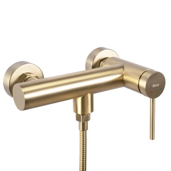 Змішувач для ванни та душу REA FOSS BRUSHED GOLD настінний без виливу