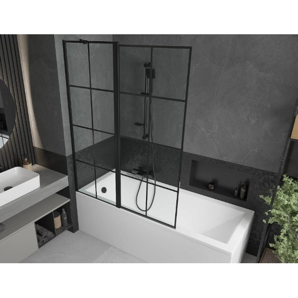 Шторка для ванни MEXEN FLIP-2 120 BLACK рухома