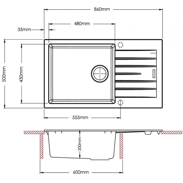 Кухонне миття Fabiano Classic 86x50 XL Espresso (New) 8221.301.1443