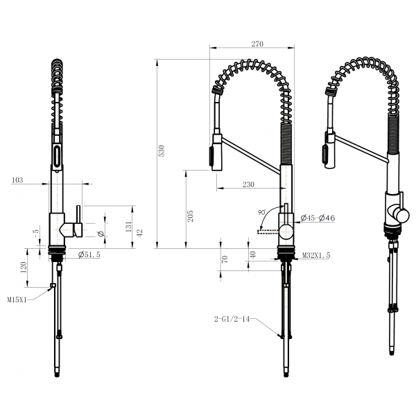 Кухонний змішувач Fabiano FKM 3128 Black Steel 8231.403.1911