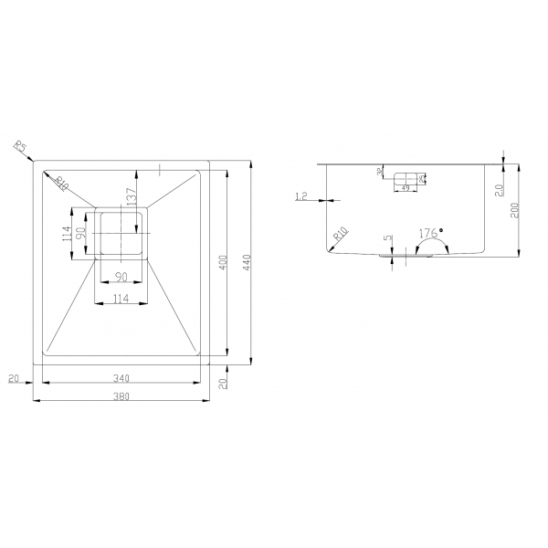 Нержавіюча мийка Fabiano Quadro 38 Celldecor 8216.401.1859