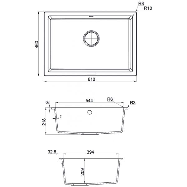 Кухонна мийка Fabiano Quadro 61x46 Grey Metallic 8221.301.0939