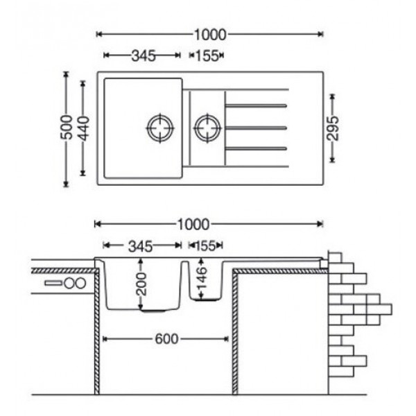 Кухонна мийка Fabiano Classic 100x50x15 Beton 8221.301.0652
