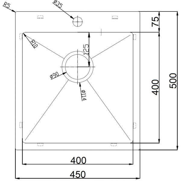 Кухонна мийка Fabiano BR 45x50 матова 8213.401.0924