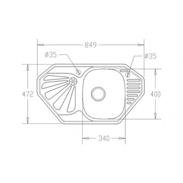 Кухонна мийка Fabiano BR 85x47,2 кутова матова 304 8213.401.0803