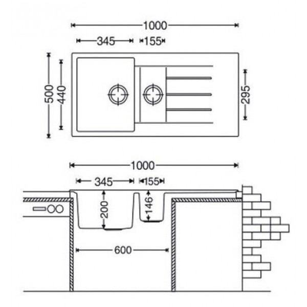 Кухонна мийка Fabiano Classic 100x50x15 Grey Metallic 8221.301.0784