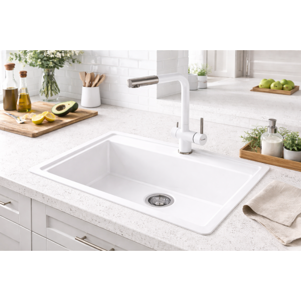 Гранітна мийка Fabiano Quadro 61x51 Alpine White 8221.301.1638