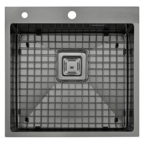 Мийка TOP 56 Celldecor Nano Graphite + Змішувач FKM 3128 Black Steel