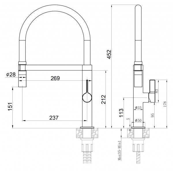 Змішувач кухонний Fabiano FKM 68P SS Nano Graphite 8232.401.1021