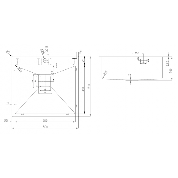 Нержавіюча мийка Fabiano TOP 56 Celldecor Nano Graphite 8216.401.1689