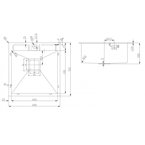 Нержавіюча мийка Fabiano TOP 49 Celldecor Nano Graphite 8216.401.1687