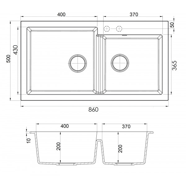 Кухонна мийка Fabiano Navio 86x50x2 Expresso 8221.301.1091