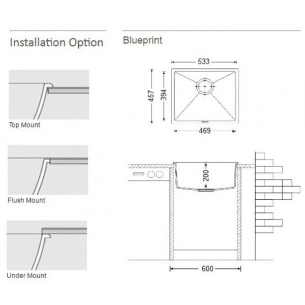 Кухонна мийка Fabiano Quadro 53x46 Beton 8221.301.0118