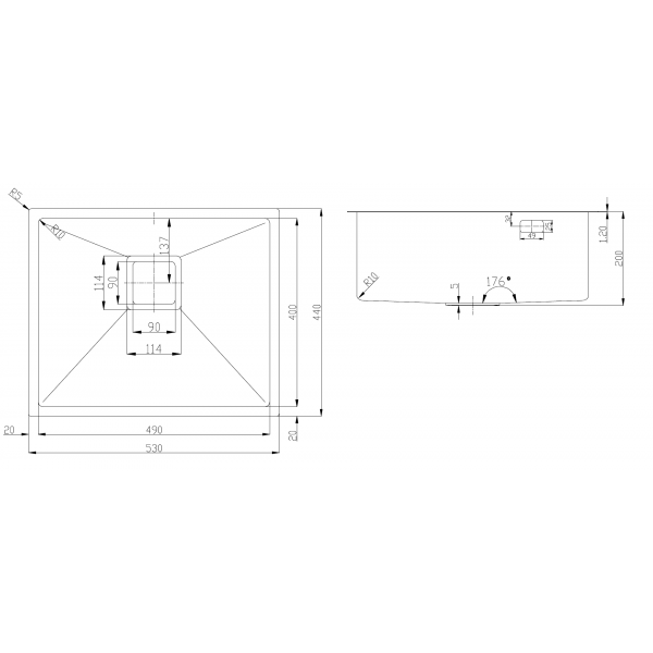 Нержавіюча мийка Fabiano Quadro 53 Nano Cooper 8216.401.1860