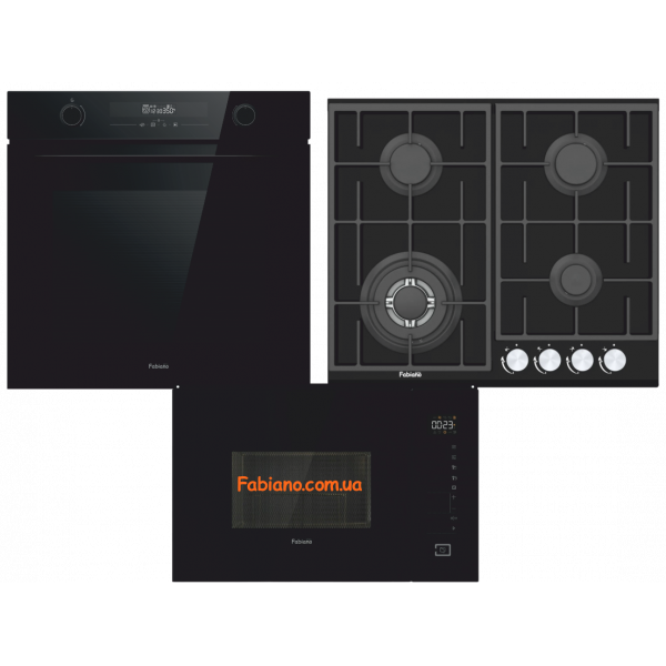 Комплект вбудованої техніки Fabiano Full Black 4 газ 8500.038.0000