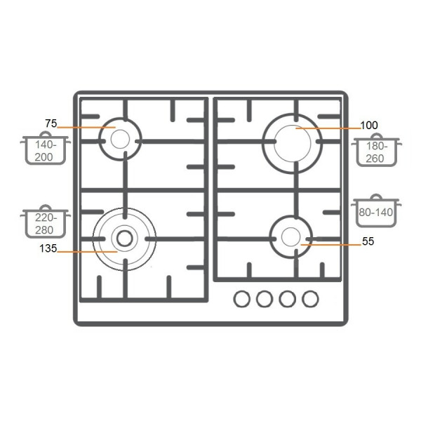 Газова варильна панель Fabiano FHGR 2744 VGHT Burgundy 8112.508.0196