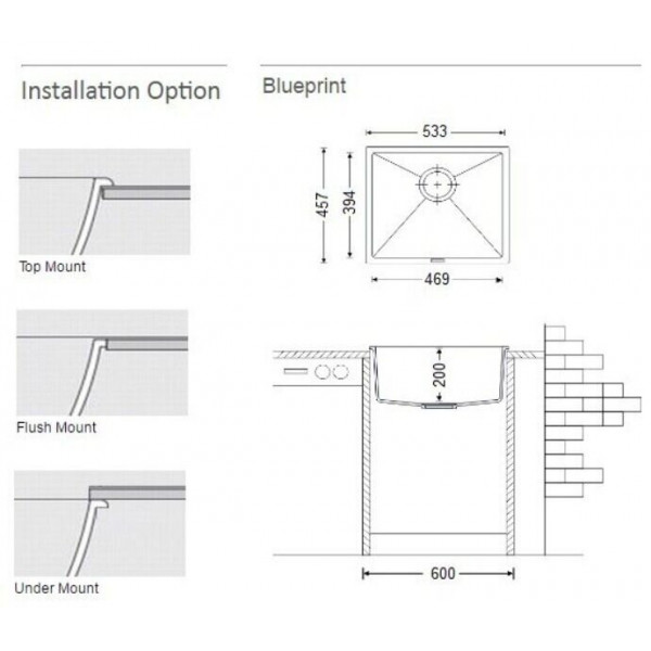 Кухонна мийка Fabiano Quadro 53x46 Grey Metallic 8221.301.0786
