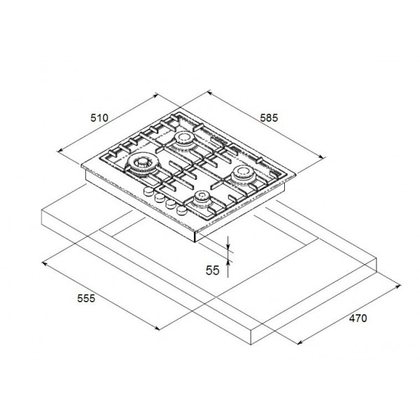 Газова варильна панель Fabiano FHG 1044 VGHT2 White Glass 8111.406.1491