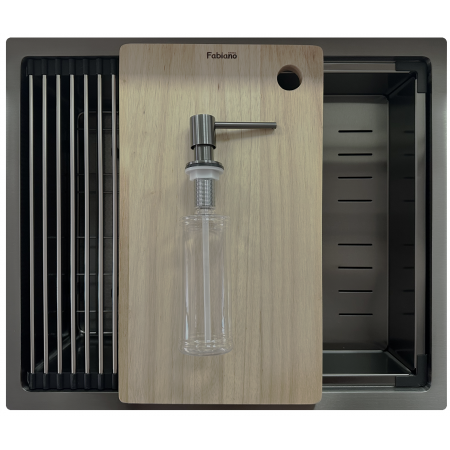 Нержавіюча мийка Fabiano Quadro Center 54 Celldecor Nano Graphite 8216.401.1918