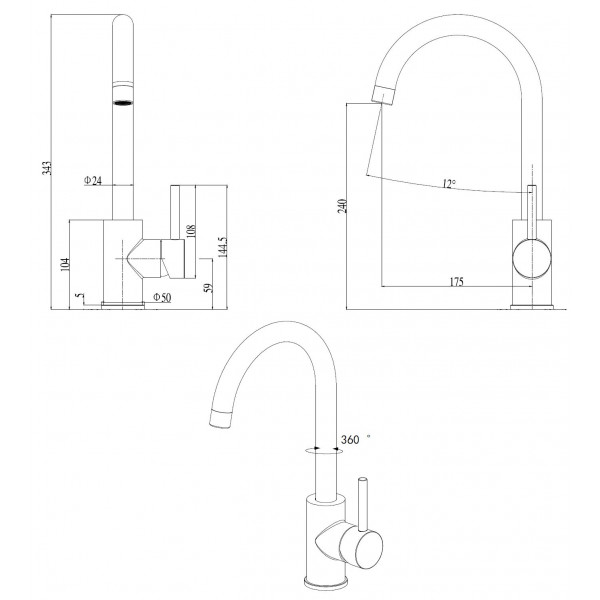 Змішувач кухонний Fabiano FKM 41 SS Inox 8232.401.0499